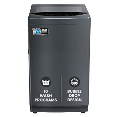 NU 8 Kg Fully Automatic Top Load Washing Machine with Soft Close Premium Toughened Glass Lid (WTL80SGG0, Inox Grey)