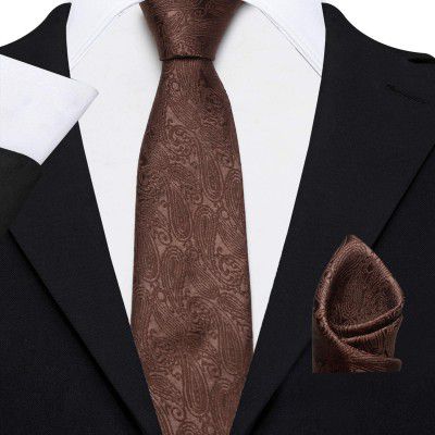 nu-Lite Formal/Casual Printed Polyester Necktie Set with Pocket Square, Brooch Pin and Cufflinks for Men