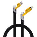 Nu Republic Blaze Fusion-Q 65W 4-in-one 1.2m USB-A to Type-C to Type-C + Type-L Metal Connector Fast Data Charging Carbon Texture Braided Cable For Smartphone (Black)...