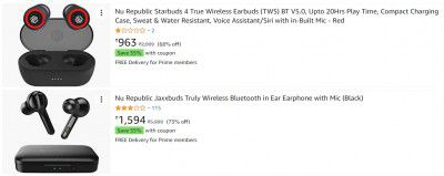 Nu Republic Earbuds 55% Coupon