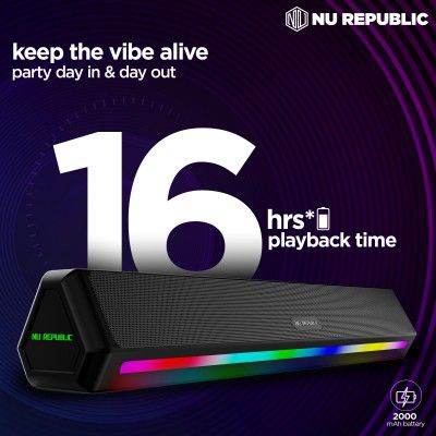 Nu Republic Party Box 240 Bluetooth Soundbar (Black, 2.0 Channel)