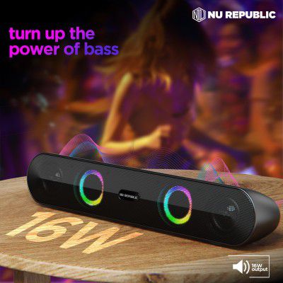 Nu Republic Partybox 165 with 10 Hrs Playtime, 16 W Bluetooth Soundbar