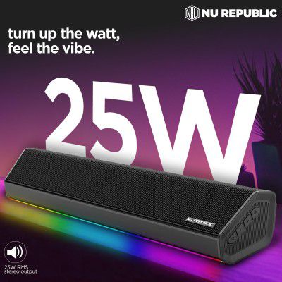 Nu Republic Partybox 250 with 25W Output, RGB Light Bluetooth Soundbar