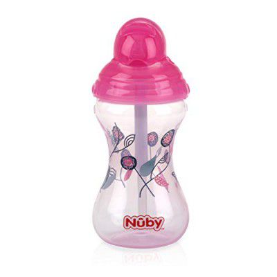 Nuby Click-It Designer Series Flip It Straw Active Sipeez 300ml (Pink)