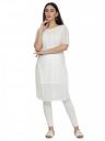 NUEVOSDAMAS Cotton Naylon Lace Net Floral Knee Length Kurti...