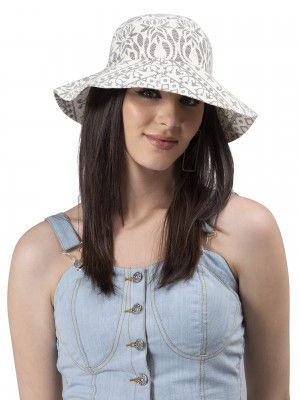 NUEVOSDAMAS Women Circular Cotton Cambric Paisely Printed Solid Sun Hat for Beach