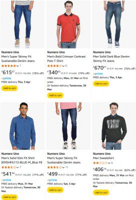 Up to 85% OFF ON Numero Uno Clothing
