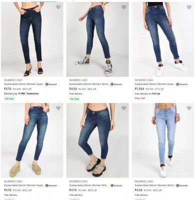 Upto 70% Off Numero Uno Women's Jeans