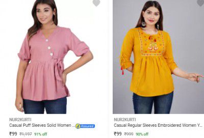 Nur2kurti Womens Tops @99