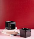 Nurturing Green® Set of 2 Black Ceramic Pot Without Plants (Size: Small; 3.5 Inch Wide*3 Inch High, with Drainage Hole)...