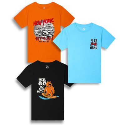 Nusyl Boy's Cartoon Regular Fit T-Shirt