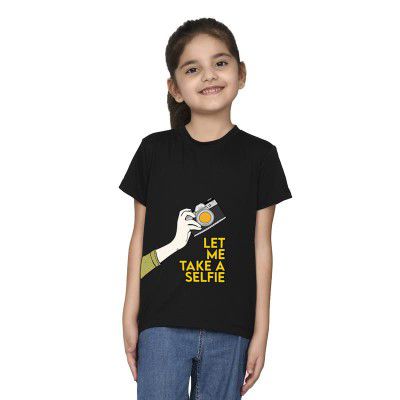 Nusyl Girls Half Sleeves Let me take a Selfie Printed T-Shirt - NUGCTSH0068