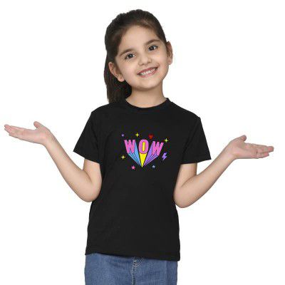Nusyl Girls Half Sleeves Wow Printed T-Shirt - NUGCTSH0070