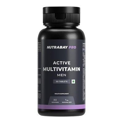 Nutrabay Pro Active Multivitamin for Men - 25 Vital Vitamins & Minerals with Zinc, Vitamin C, Vitamin D and Multiminerals, Enhances Energy, Stamina & Immunity - 30 Veg Tablets