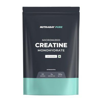 Nutrabay Pure Micronised Creatine Monohydrate Powder, (100g, Unflavoured)