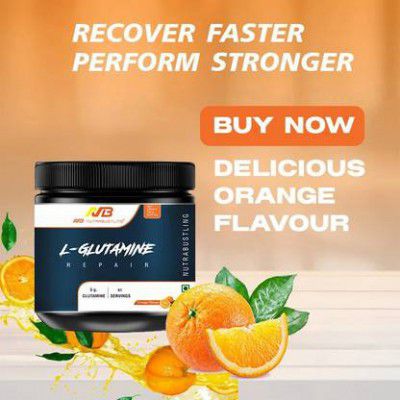 Nutrabustling L-Glutamine Supplement Powder - 41 Servings Glutamine  (250 g, Orange)