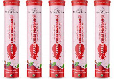 NutraChoice Apple Cider Vinegar for Weight Loss with Mother -75 Effervescent Tablets  (5 x 15 Tablets)