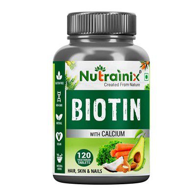 Nutrainix Biotin Vitamin B7 | Supplement for Stronger Hair, Glowing Skin & Nail Growth for Women & Men| 120 Tablets