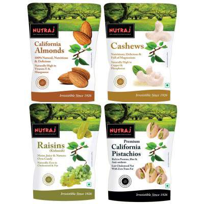 Nutraj Daily Needs Dry Fruits Combo Pack 1 Kg (Almonds 250g, Cashews 250gm, Pistachios 250g, Raisins 250g)