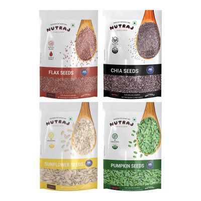 Nutraj Seeds Combo 800g | Pumpkin, Chia, Flax & Sunflower seeds 200g Each 