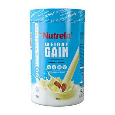 Nutrela Weight Gainer - 500g | 20g Protein, 66.8 Carbs & 3834gm Calories | Ideal for Athlete, Men, Women & Kids - Banana Flavour