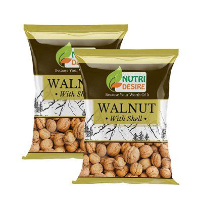 Nutri Desire California Walnut Whole - 1 Kg California Akrot with shell (500*2)