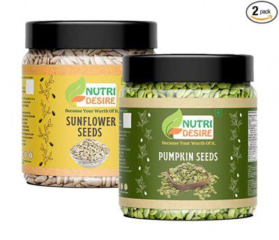 Nutri Desire Raw Seeds Combo Protein and Fibre Rich Food For Immunity Booster Pack 500gm Pumpkin and Sunflower Seeds (Each 250gram) (JAR Pack)