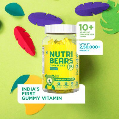 NutriBears Immunity Booster for Kids and Adults (60 Gummies, Pack of 2, Raw Mango Flavour)