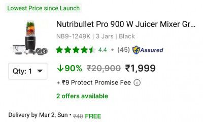 Nutribullet Pro 900 W Juicer Mixer Grinder  (NB9-1249K | 3 Jars | Black)