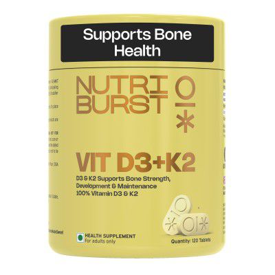 Nutriburst Vitamin D3 + K2 | Vitamin D3 K2 Supplement for Men & Women 