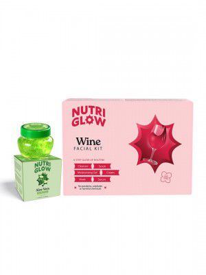 NutriGlow Combo of Wine Facial Kit 250g+10ml & Aloe Vera Massage Gel 100g