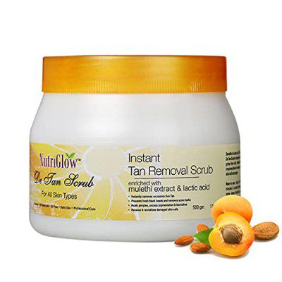 NutriGlow De Tan Scrub For Deep Exfoliation Tan Removal, Brightening Skin, Acne Prone, Blackheads, Pore Cleanser, Oily Skin, No Paraben & Sulpahate, 500 gm