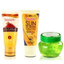 NutriGlow Gold Kesar Face Wash with Sunscreen and Aloe Vera Gel Pack of 3 (65ml+65ml+100g)...