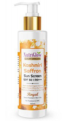 NutriGlow Kashmiri Saffron Sunscreen SPF50 PA+++ with Aloe Vera Extract, (100 ml)