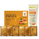 NutriGlow NATURAL'S Advanced Pro Formula Papaya Facial Kit (60gm) and De Tan Scrub (65gm) Instant Tan Removal & Skin Lightening, Pack of 2...