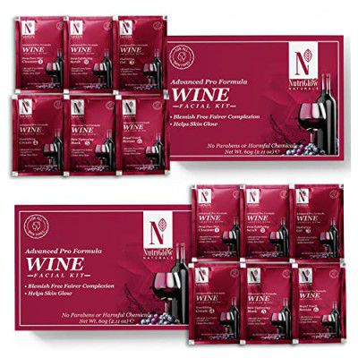 NutriGlow NATURALS Advanced Pro Formula Wine Facial Cleanup Kit  Goodness Of Red Grape Extracts, 60 gm ( Pack of 2 )