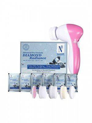 NutriGlow Naturals Diamond Radiance Facial Kit 60 g 5 In 1 Rotating Face Massager