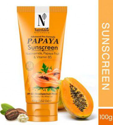 NutriGlow NATURALS Sunscreen - SPF 50 PA+++ Advanced Pro Formula Papaya Sunscreen No White Cast, All Skin Type  (100 g)
