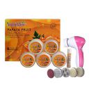 NutriGlow Papaya Facial Kit For Blemish Free and Fairer Skin Hydrated & Brightening Fresh Looking Skin, All Skin Types, No Parabens & Sulphates, 250gm+10ml With 5 in 1 Face Masssager...