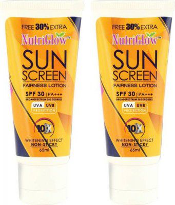 NutriGlow Sunscreen - SPF SPF-30 PA+++ Sun Screen Lotion 65ml (Pack Of 2)  (130)