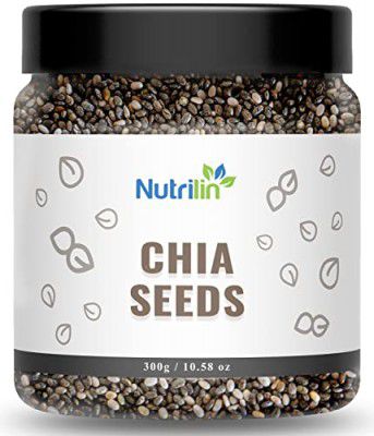 Nutrilin Chia Seeds 250g Jar Pack - Premium Raw Chia Seeds for Eating with Omega 3 & Fibre for Weight Loss Management