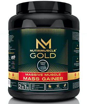 Nutrimuscle Massive Gold Muscle Mass Gainer - 2.5 Lbs - 1.134 Kgs Choco Treat | Weight Gainer | Contains Complex Carbohydrates, Bcaa, Digestive Enzymes & Essential Vitamins & Minerals | Made in India