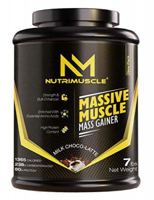 NUTRIMUSCLE MASSIVE MUSCLE MASS GAINER - 7 LBS - 3.175 KGS - CHOCO LATTE FLAVOUR - FOR MUSCLE AND MASS GAIN - MADE IN INDIA