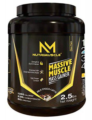 NUTRIMUSCLE MASSIVE MUSCLE MASS GAINER - 2.5 LBS - 1.134 KGS - CHOCO TREAT FLAVOUR - FOR MUSCLE AND MASS GAIN - MADE IN INDIA