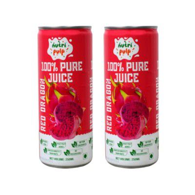 NUTRIPULP 100% Pure Red Dragon Fruit Juice, Pack Of 2 Cans (250ml each)