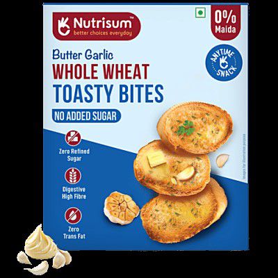 Nutrisum Butter Garlic Whole Wheat Toasty Bites, 150 g