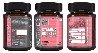 Nutrixer stamina booster capsules. 60 vegetarian capsules, helps to boost your stamina and energy.