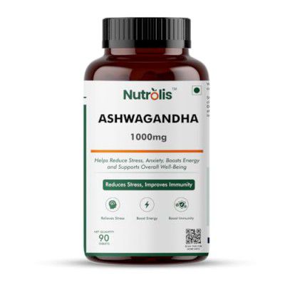 Nutrolis Ashwagandha 1000mg – Natural Stress Relief & Energy Boost Supplement 90 Vegan Tablets