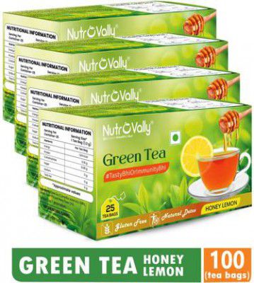 NutroVally Lemon Honey Green for weight loss Tea Bags Box  (4 x 25 Bags)
