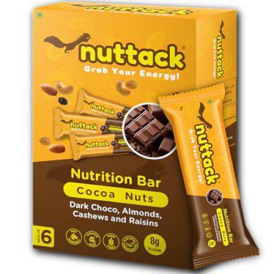 Nuttack Dark Chocolate Protein Bar | 8g Protein | Pack of 6 x 35g High Nutrition